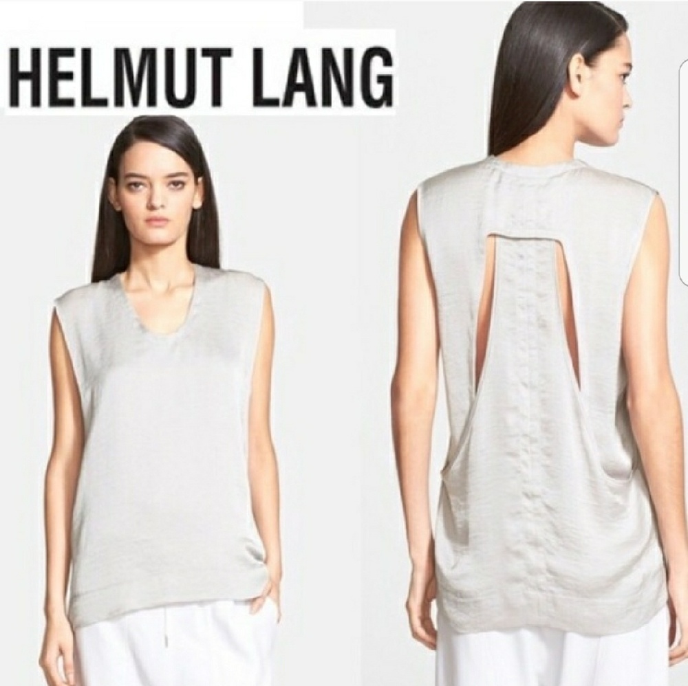 Helmut Lang Light Gray Sleeveless Open-Back Tank